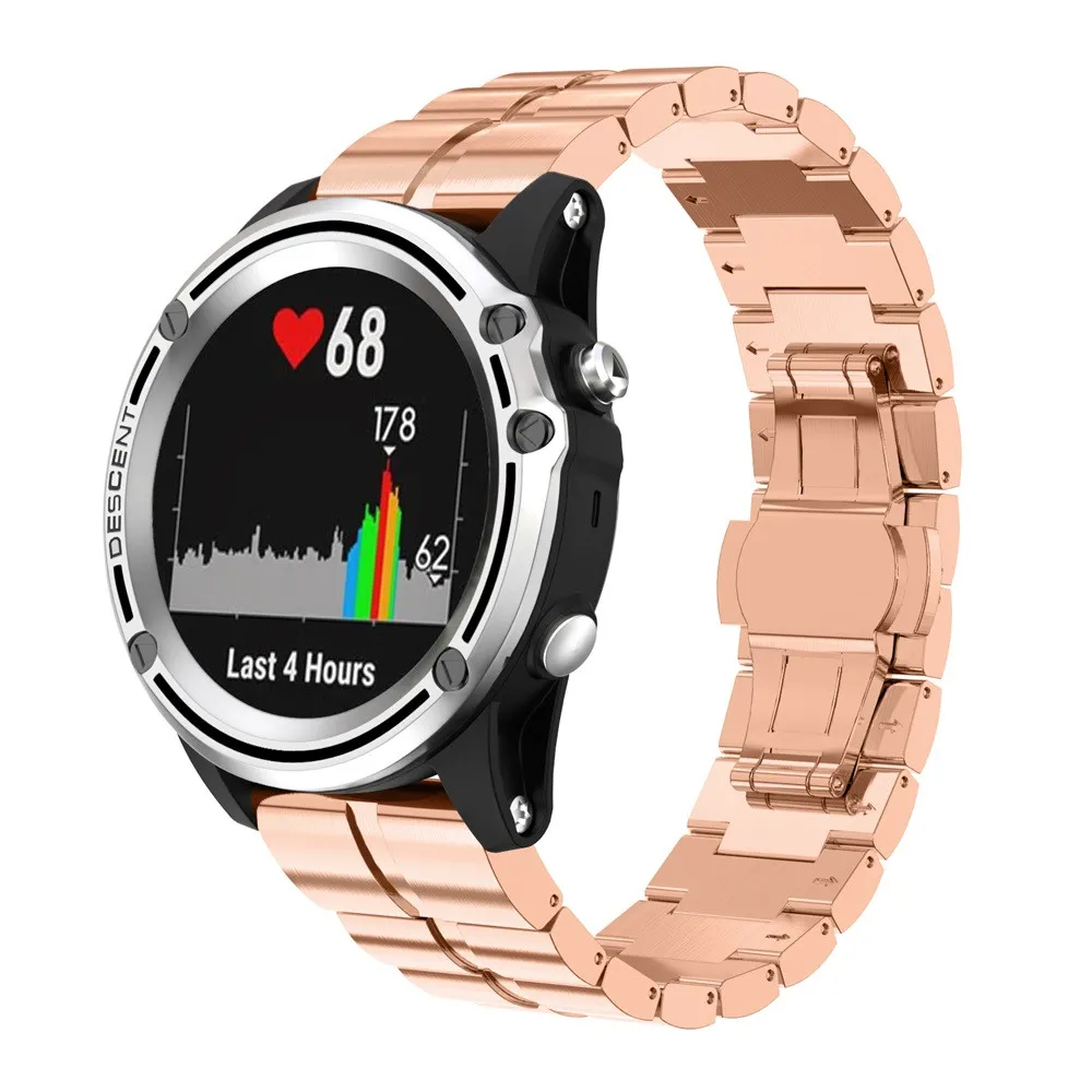 rose gold Замена Нержавеющая сталь Quick Fit ремешок для часов Garmin десент MK1/D2 Смарт-часы для спорта Товары аксессуары Z2 - Цвет: rose gold