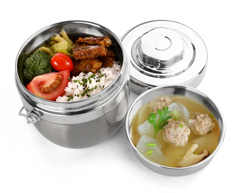 Double Layer Stainless Steel Bento Box Kids Portable Japanese Thermal Lunch Boxs Travel School Food Container Lunchbox Whit Bag 8