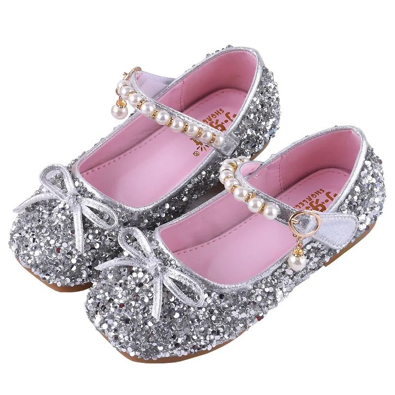Girls Leather Shoes Spring/autumn Kids Baby Rhinestones Shoes Non slip