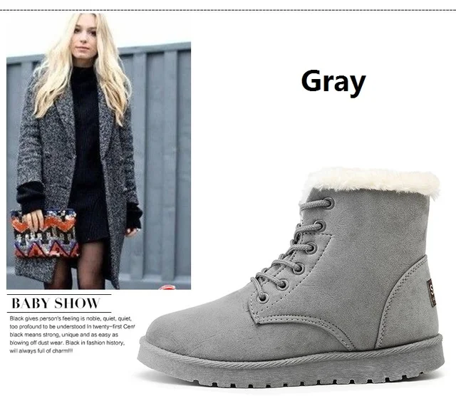 Classic Women Winter Boots Suede Ankle Snow Boots Female Warm Fur Plush Insole High Quality Botas Mujer Lace-Up -