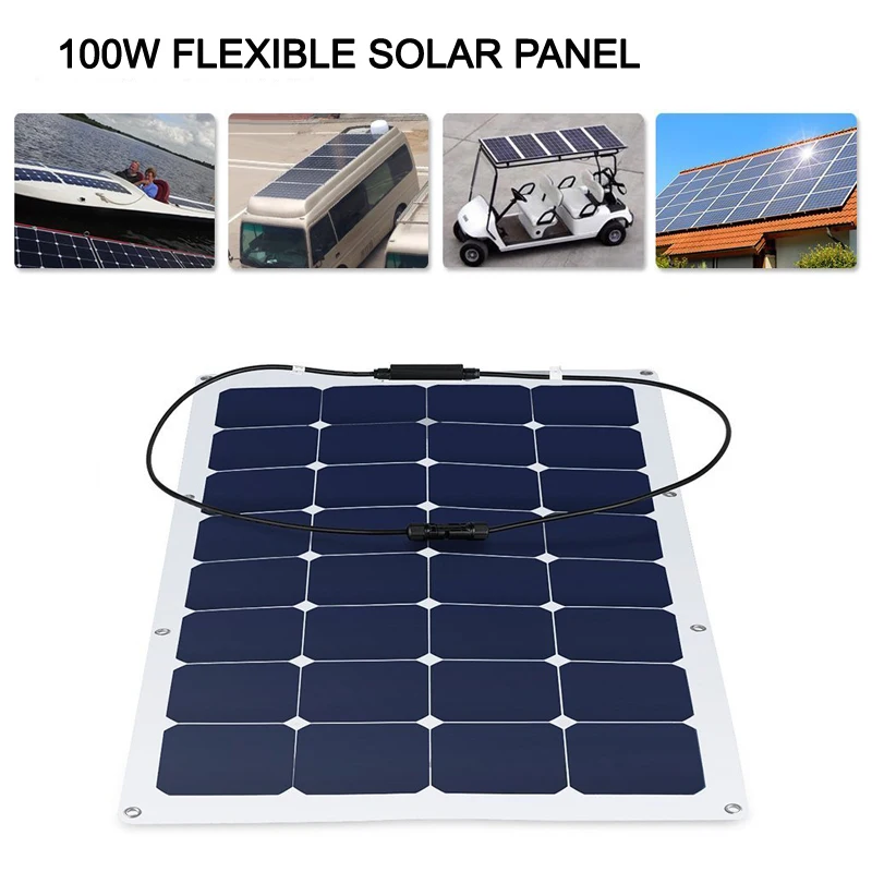 100W WATT Solar Panel Flexible Solar Panels for Camping RV Boat Off