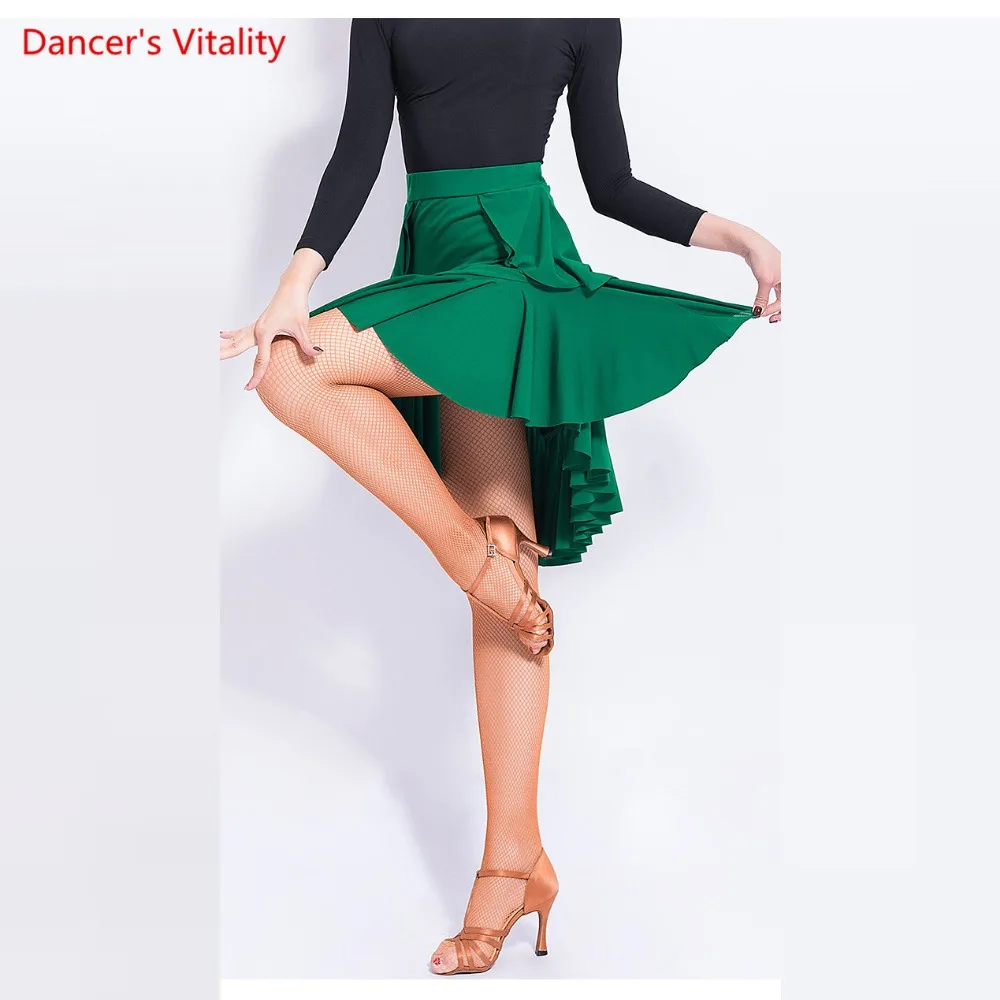 2018 Latin Dance Skirt Women Stage Performance Irregular Practice Skirt Lady Rumba Samba Tango