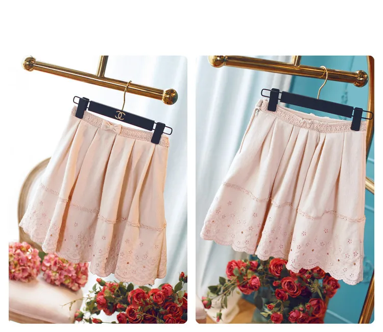 Tissu Uf31 Épais Beige Taille bleu Fleurs Lolita rose Brodé Juste Jupes Tempérament Grande Ondulés Fille Cultiver Sweet Jupe Princesse nFWwBZOaX