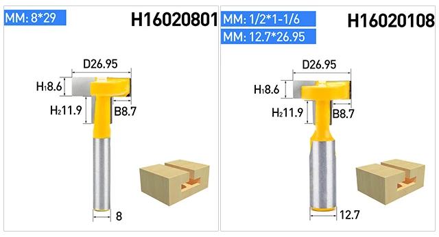 HUHAO 1 шт. 8 мм 1/" хвостовик деревообрабатывающий фреза t-типа деревообрабатывающий долбежный фрезерный Режущий шип для сращивания