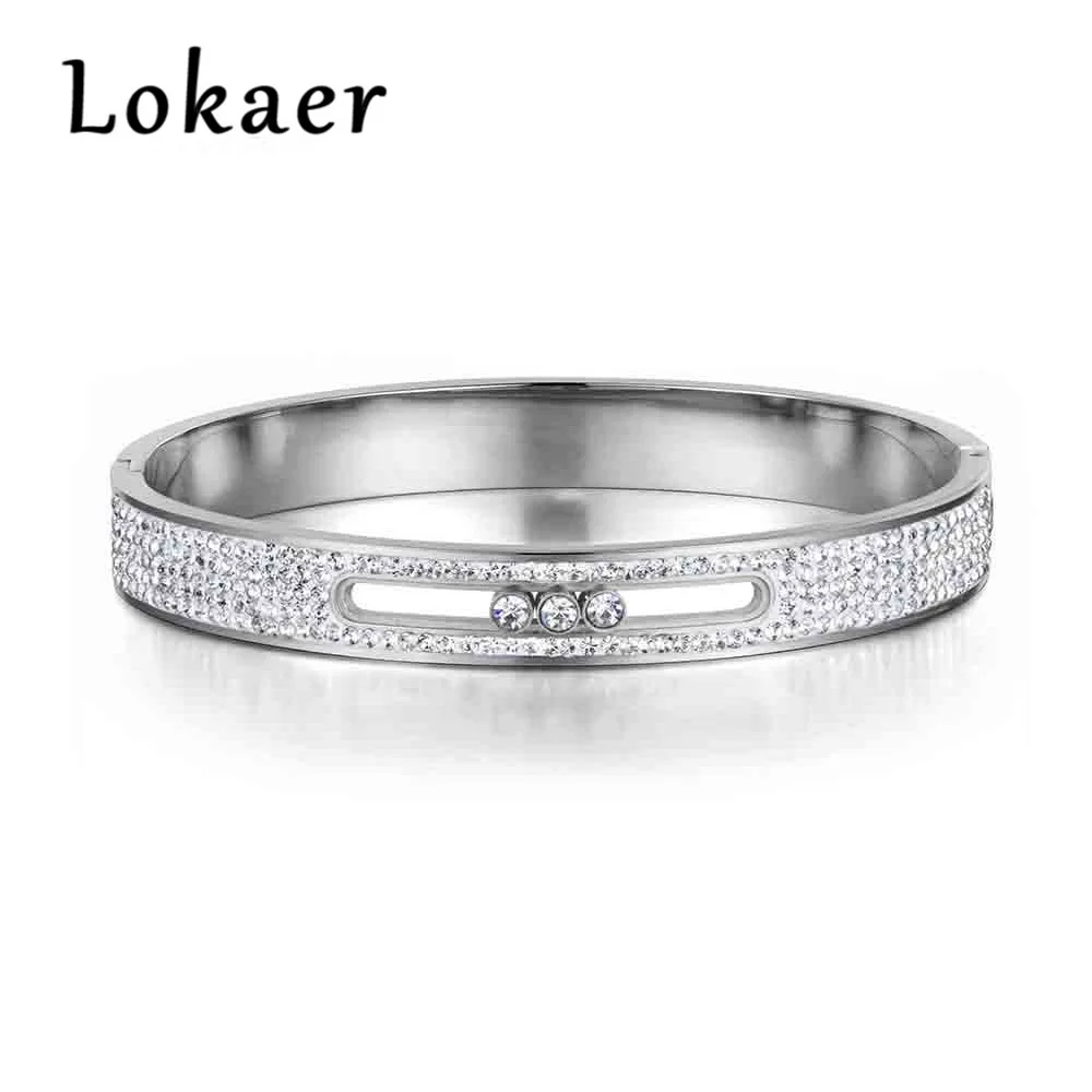 Lokaer, дизайн, мозаичные стразы, браслеты и браслеты, ювелирные изделия, классика, нержавеющая сталь, кубический цирконий, Свадебный женский браслет - Окраска металла: Silver