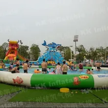 Океан тему надувной аквапарк с бассейном для Детские площадки
