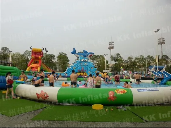 Тема океан надувной аквапарк с бассейном для игровой площадки|inflatable water park|water
