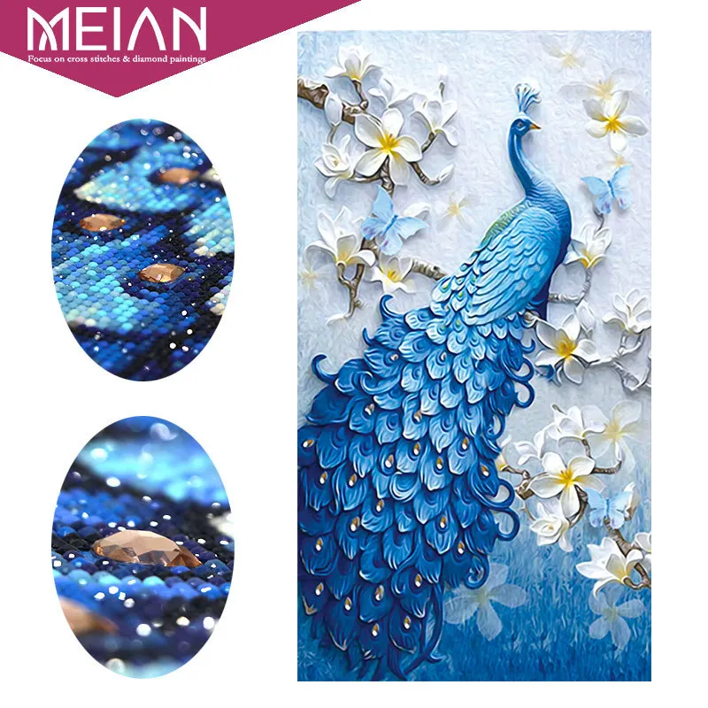 Meian Special Shaped Diamond Embroidery Animal Peacock Full Rhinestone 5D DIY Diamond Painting Cross Stitch Diamond