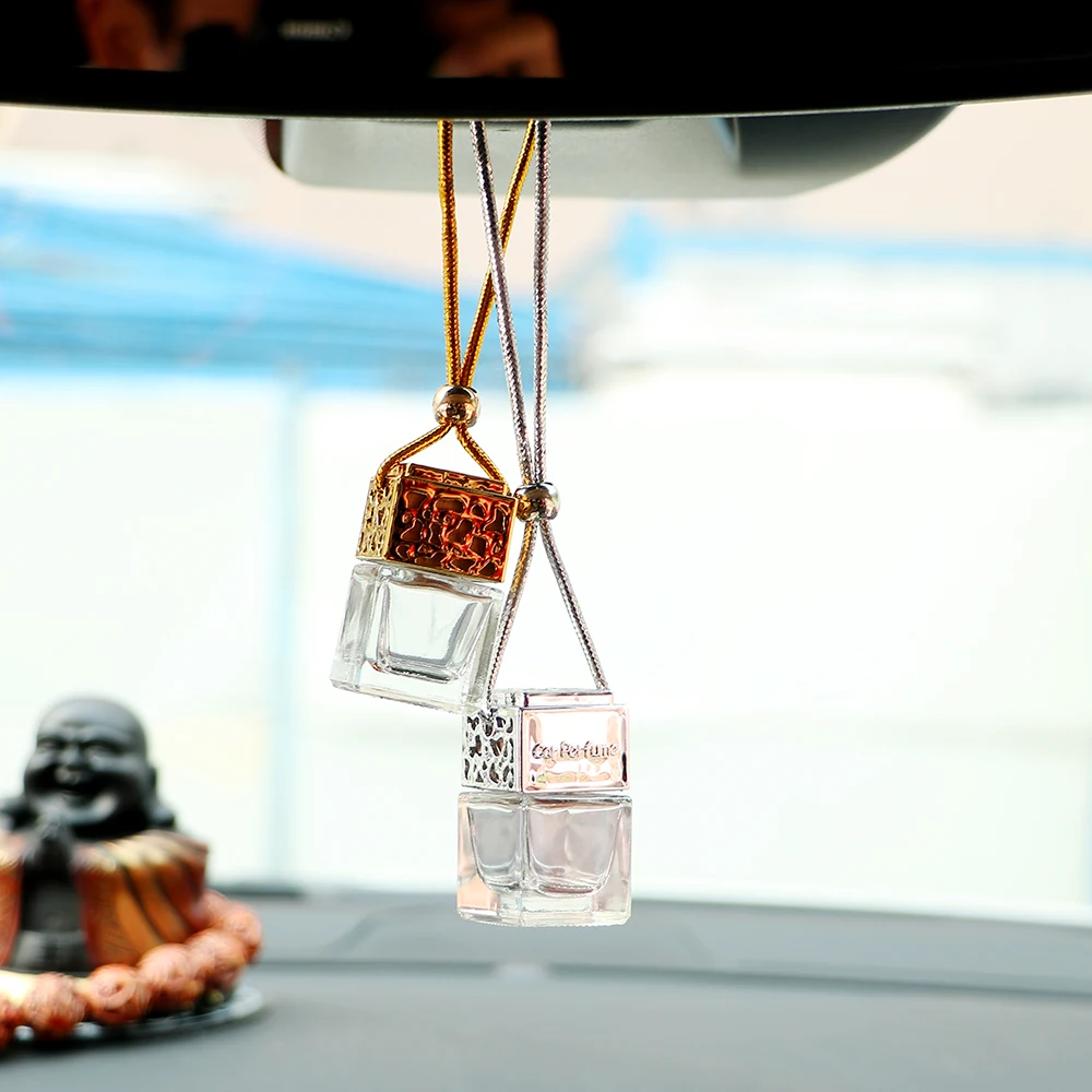 

Car Hanging Perfume Air Freshener Empty Glass Bottle Car-styling Rearview Mirror Ornament For Essential Oils Diffuser Bottles