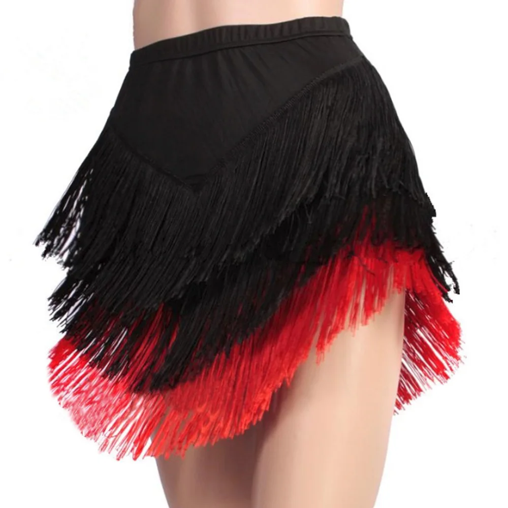 Womens High Waisted Fringed Skirt 2022 Fashion Black Latin Dance Skirt