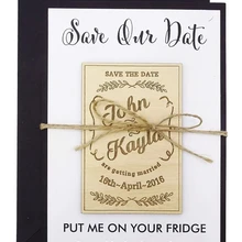 Персонализировать имена, дата гравированная деревянная карточка сохранить дату свадебные пригласительные бумажные открытки магниты, за исключением даты магнит, сделанные на заказ магниты