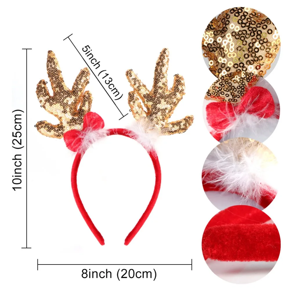 OurWarm Рождественский обруч с оленьими рогами украшения для рождественской вечеринки ткань кошачьи уши повязка на голову подарки обруч для волос фестиваль поставки