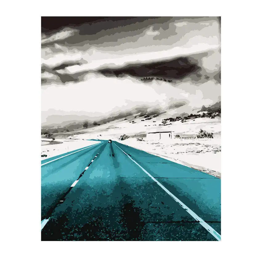

Painting By Number 40x50cm,Paint Number Kits,Abstract Empty Highway,Paint By Numbers Set