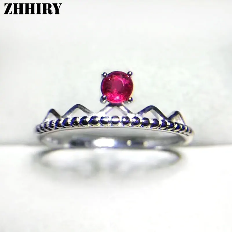 ZHHIRY Real Natural Ruby Ring Genuine 925 Sterling Silver Genuine