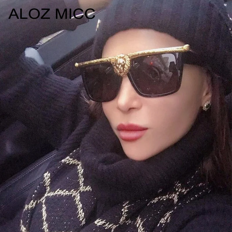 ALOZ Платино роскошный негабаритных голова льва солнцезащитные очки Для женщин