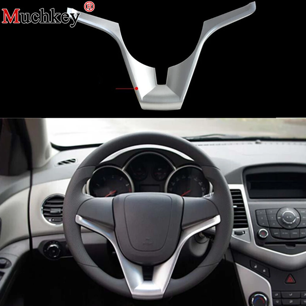 1pc Silver Interior Abs Steering Wheel Cover Decor Trim For