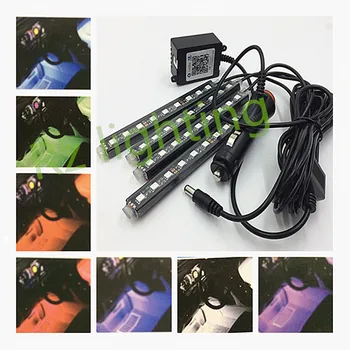 

Phone Bluetooth Wireless Remote Music Voice Control Colorful 9 LED Car Interior Light RGB Neon DC12V