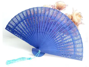 

100pcs Personalized Colorful Sandalwood Cutout Fans Wedding Favor Gift Wood Hand Folding Fans +Customized Laser +Free Shipping
