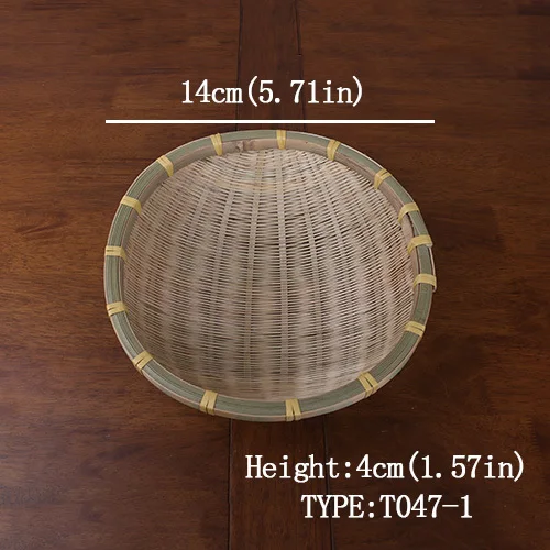 Бамбуковая ручная плетеная корзина для фруктов Круглая Большая столовая кухня для хранения пикника еды хлеба разное в форме небольшого цветка контейнер из волокна - Цвет: 14CM T0471