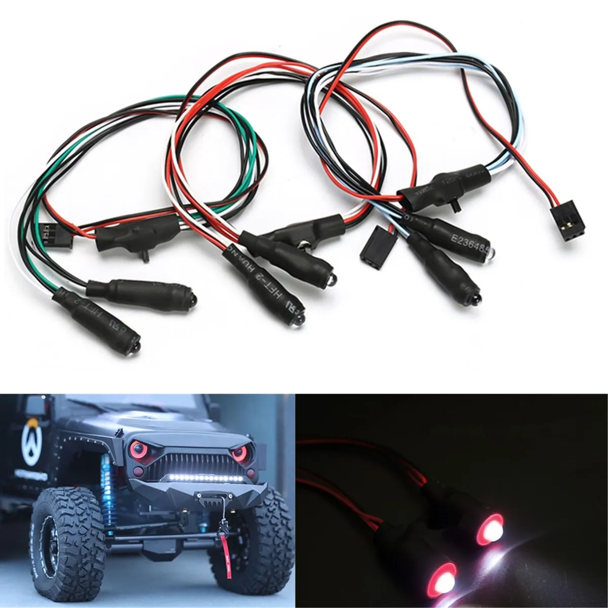 

Red Green RC Rock LED Lights Headlight For 1:10 4WD Rock Crawler Axial SCX10 RC Car Body Shell New LED Lamp Toy Parts