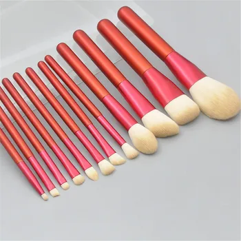 

12 Pcs Plum Heart Color Beige Small Grape Powder Paint Makeup Brush Honey Powder Brush Blush Eye Shadow Brush Eyebrow Brush Set