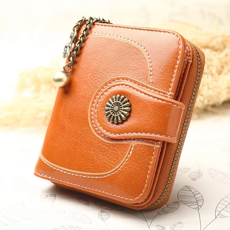 Short-Orange Новые модные женские кошельки Длинные кошельки большой емкости кожаный кошелек женский клатч для телефона Карманный держатель для карт Carteras - Цвет: Short-Orange