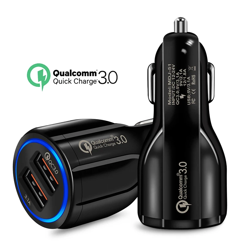 سيارة شاحن يو اس بي سريعة تهمة 3.0 الهاتف المحمول شاحن المزدوج USB سريع QC 3.0 سيارة شاحن آيفون XS ماكس X 8 زائد xiaomi محول