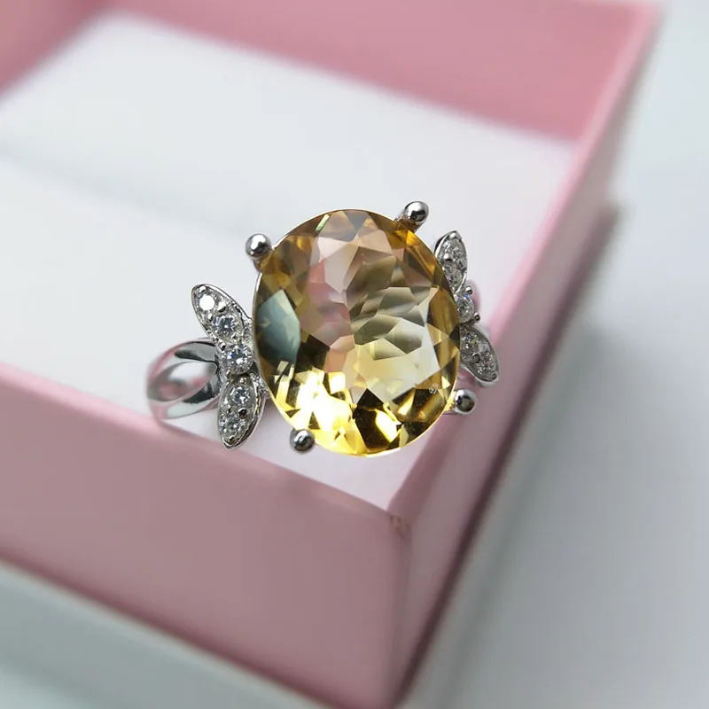 New design natural Brazil Citrine gemstone Ring solid 925 sterling silver for wommen anniversary birthday party gift with box | Украшения и