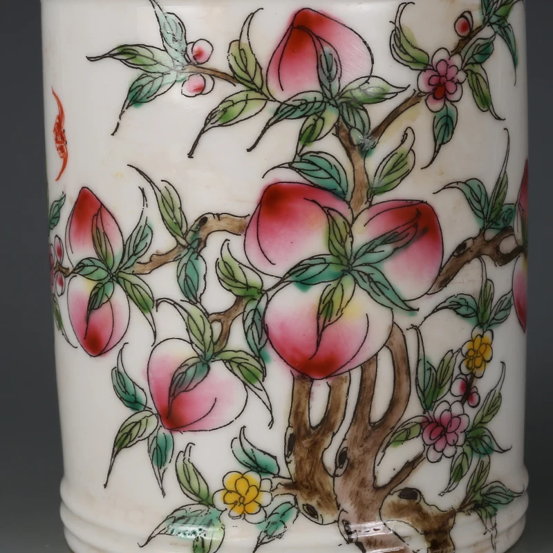 Jingdezhen Ju Ren Tang винтажная керамическая ручка с рисунком персика, контейнер для кистей, баночка для макияжа, антикварная коллекция
