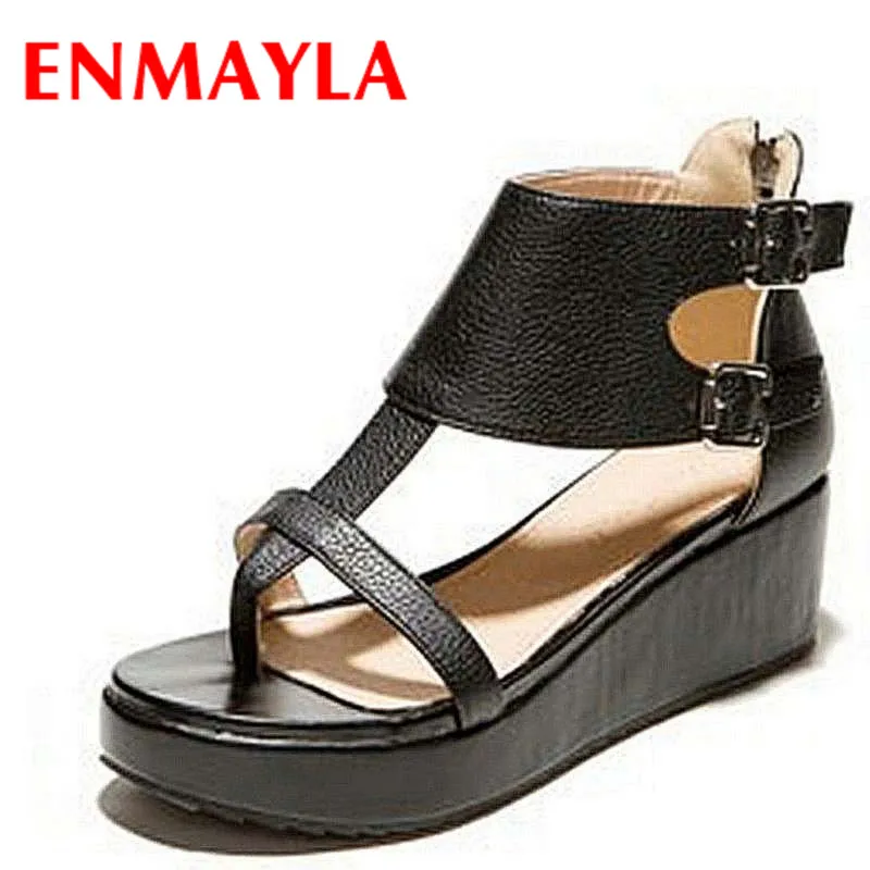 

ENMAYLA Summer Boots for Fashion Women Boots Open Toe Summer Shoes Buckle Zipper Platform Motorcycle Ankle Boots Plus Size 34-43