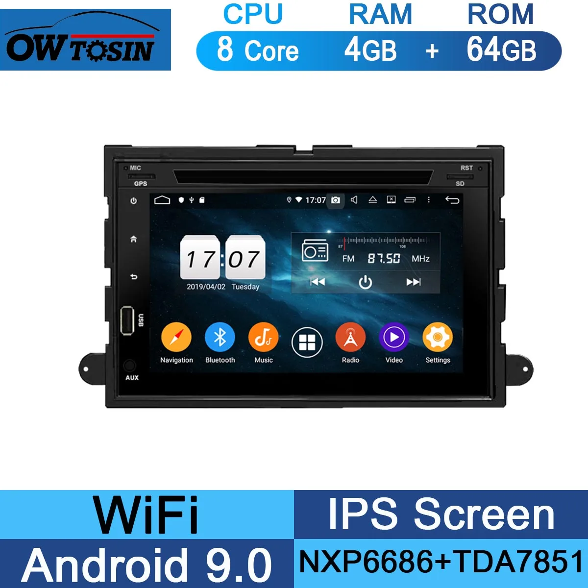 " ips 1024*600 8 ядерный 4G+ 64G Android 9,0 автомобильный dvd-плеер для Ford F150 Mustang Expedition Explorer Fusion 2006 2007-2009 радио - Цвет: 64G