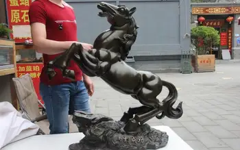 

China Royal Feng Shui Pure Bronze Copper Sculpture Success Zodiac Horse Statue