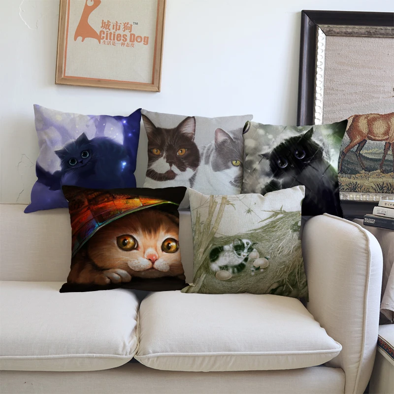 Animal cat decorations for home decorative pillow cover cushion