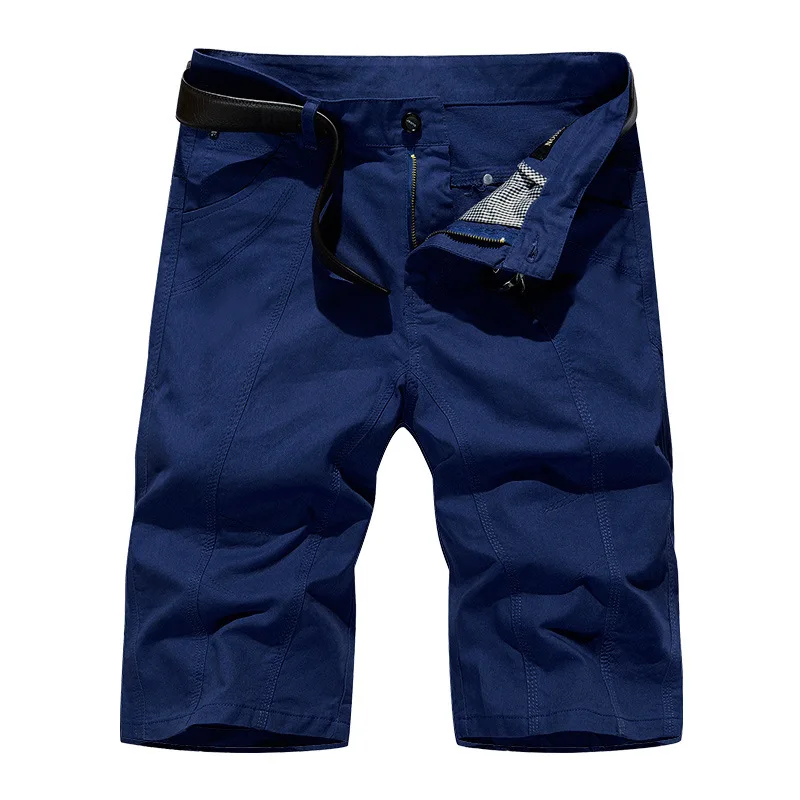 Dark Blue Мужские летние хлопковые шорты, мужские Модные повседневные шорты в Корейском стиле, большие размеры 6XL 7XL 8XL 9XL - Цвет: Dark Blue