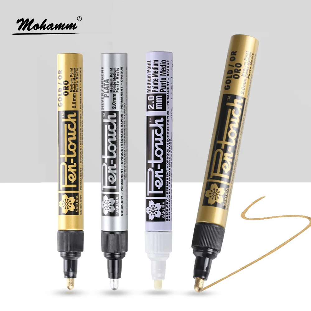 0.7/1/2mm Gold Silver White Metallic Color Marker Pen DIY Scrapbooking