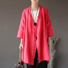 Женское льняное солнцезащитное пальто, верхняя одежда, женское свободное женское пальто с v-образным вырезом И АСИММЕТРИЧНЫМ ПОДОЛОМ