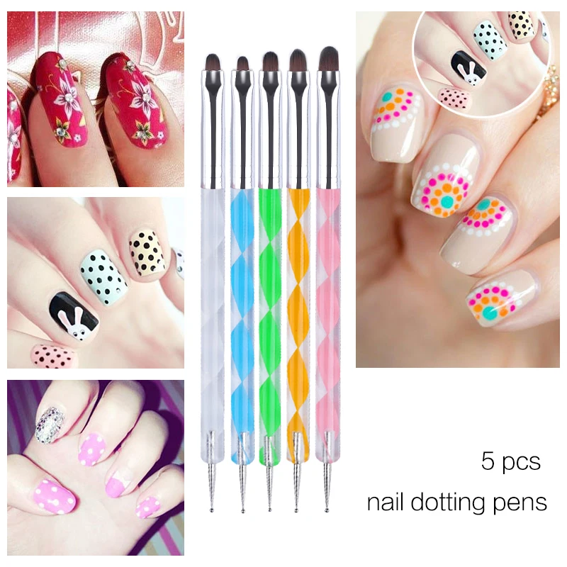 Double Head Dotting Pen 5pcs/set Manicure Tools Nail Art Design Brush
