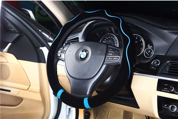 Plush Steering Wheel Cover 7 Colors Heating Steering Wheel Fashion Diameter 38cm Car Steering Wheel Cover