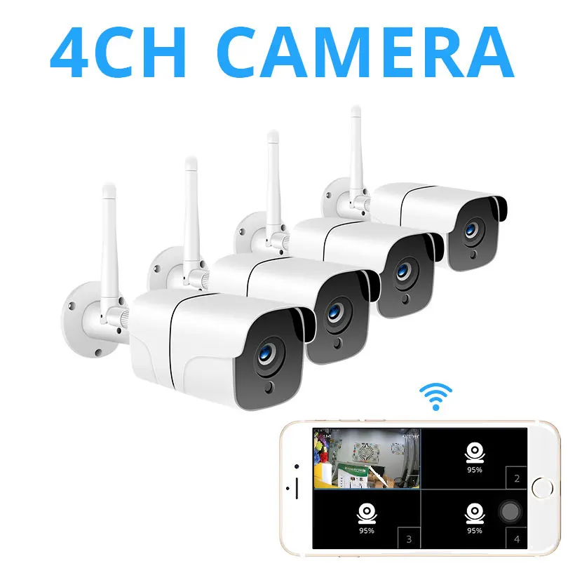 Wheezan CCTV камера система безопасности Wifi комплект видеонаблюдения 1080 P HD Беспроводная ip-камера наружная двухсторонняя аудио сигнализация домашняя камера - Цвет: 4CH Cameras