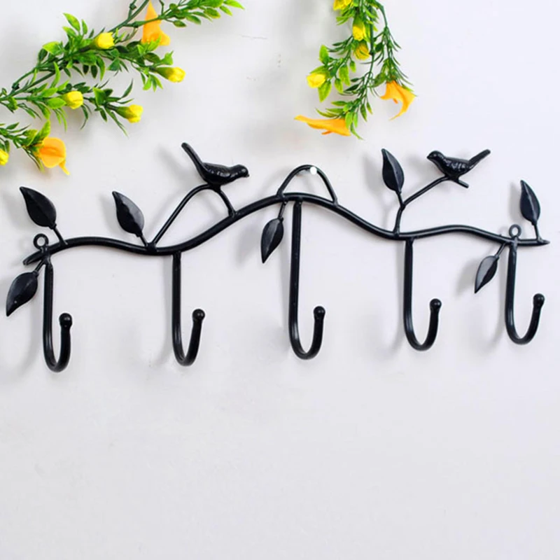 

5 Hooks Vintage Bird Style Coat Hanger Hat Bag Wall Home Decor Bathroom Kitchen