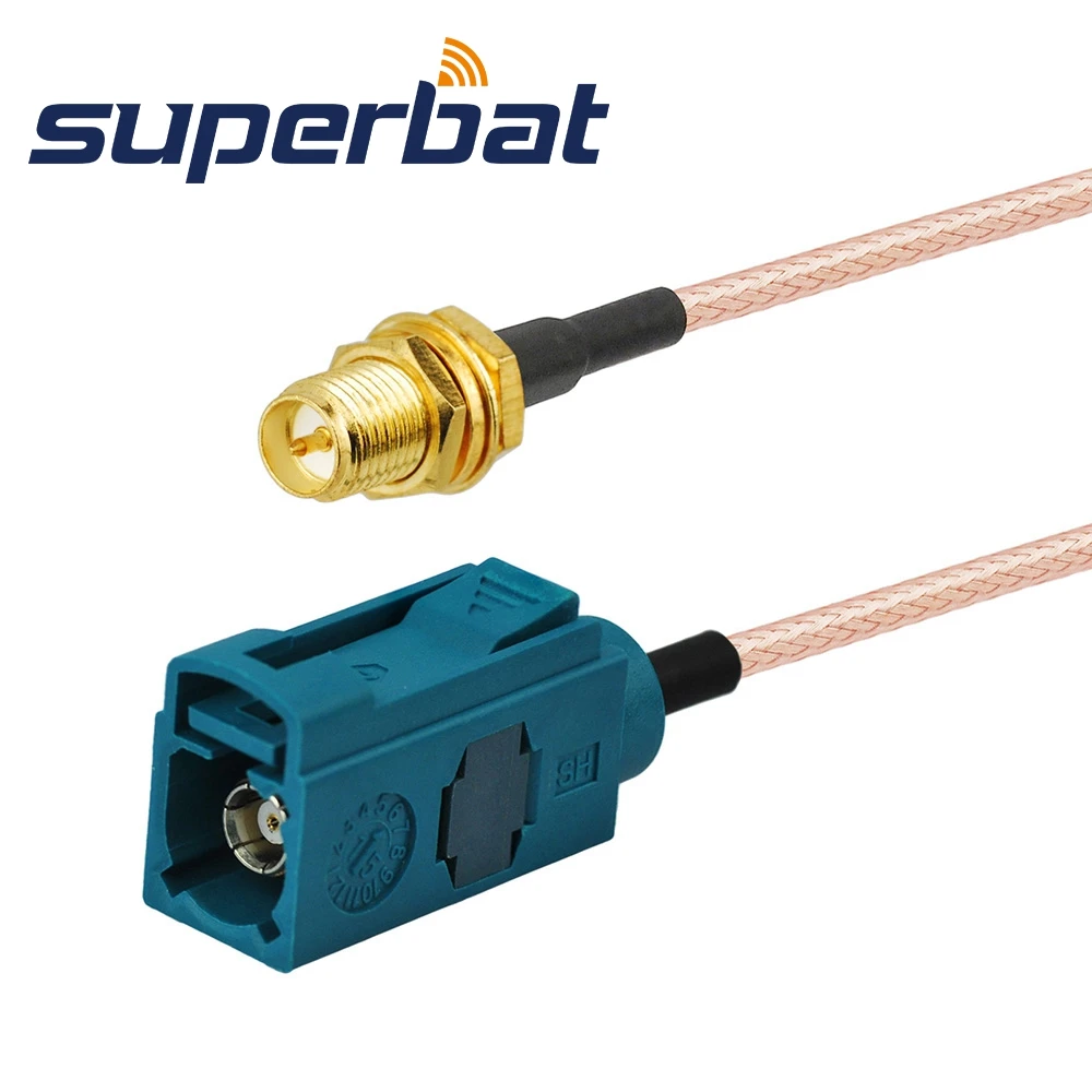 Superbat радиочастотный коаксиальный кабель Универсальный Fakra Female "Z" to RP-SMA Female(вилка) pigtail wifi маршрутизатор удлинитель RG316 15 см
