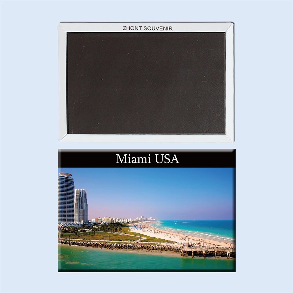 Длинная береговая линия Miami Florida USA 22996 сувениры для путешествий магнитный