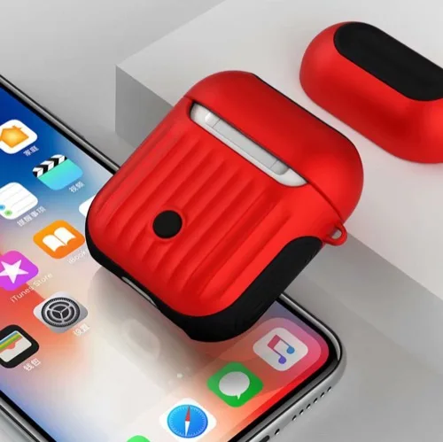 Роскошный силиконовый чехол для наушников для Airpods Чехлы мягкие из кожи TPU+ PC Броня чехол для Apple Airpods зарядка коробка Защитная крышка сумки - Цвет: Red