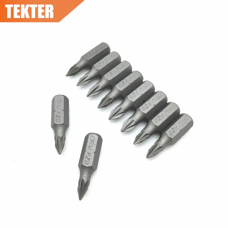 

TEKTER 10 Pieces Chrome Vanadium Cr-v Steel #0 Pozi Screwdriver Bits 25mm Hex Shank Torque PZ0 Screwdriver Tool Set Chave