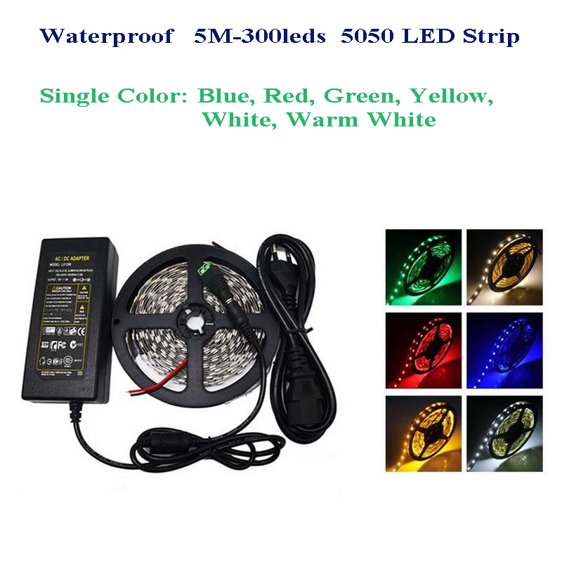 

5M 300Leds Single Color 5050 Led Strip Flexible Lighting DC12V 60Leds/M Waterproof Home Decoration Light