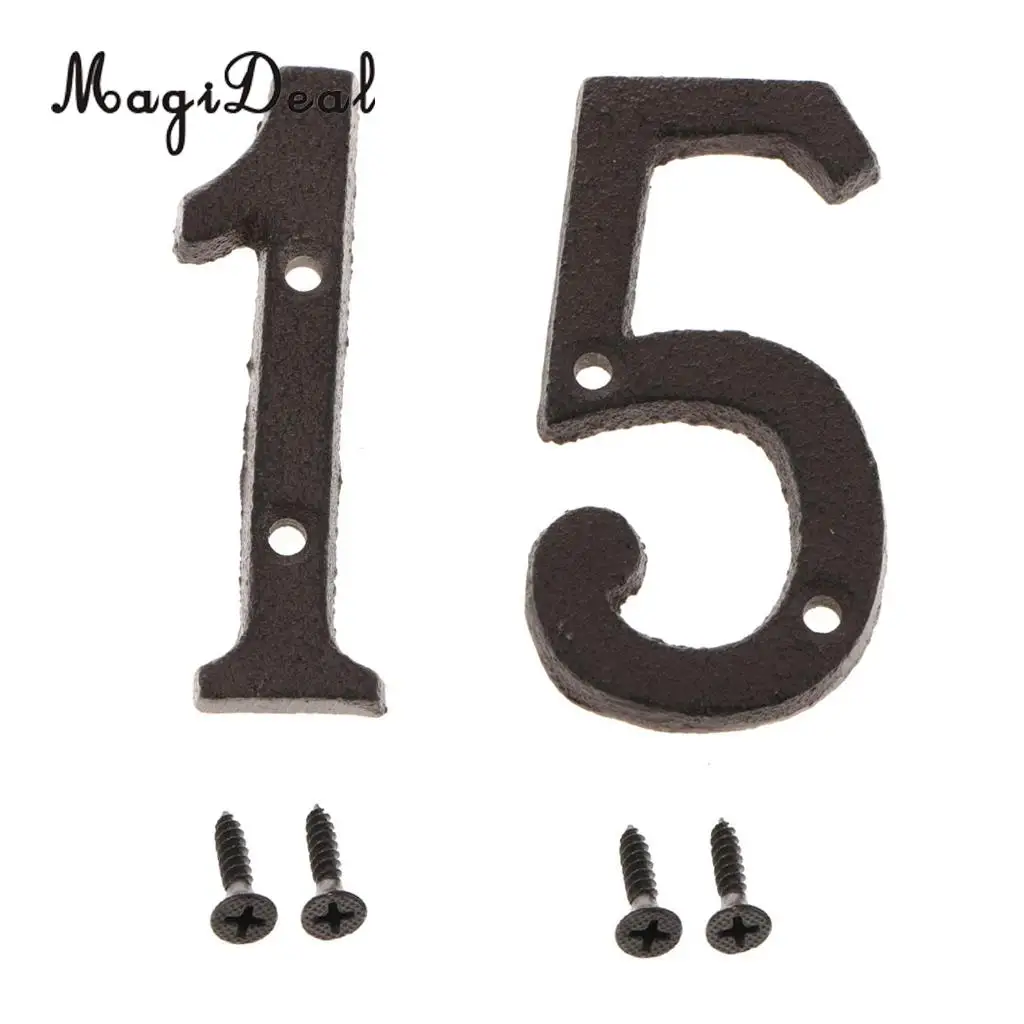 2pcs Rustic House Office Door Plaque Address Arabic Number Digit Plate Sign Plaque 1 5