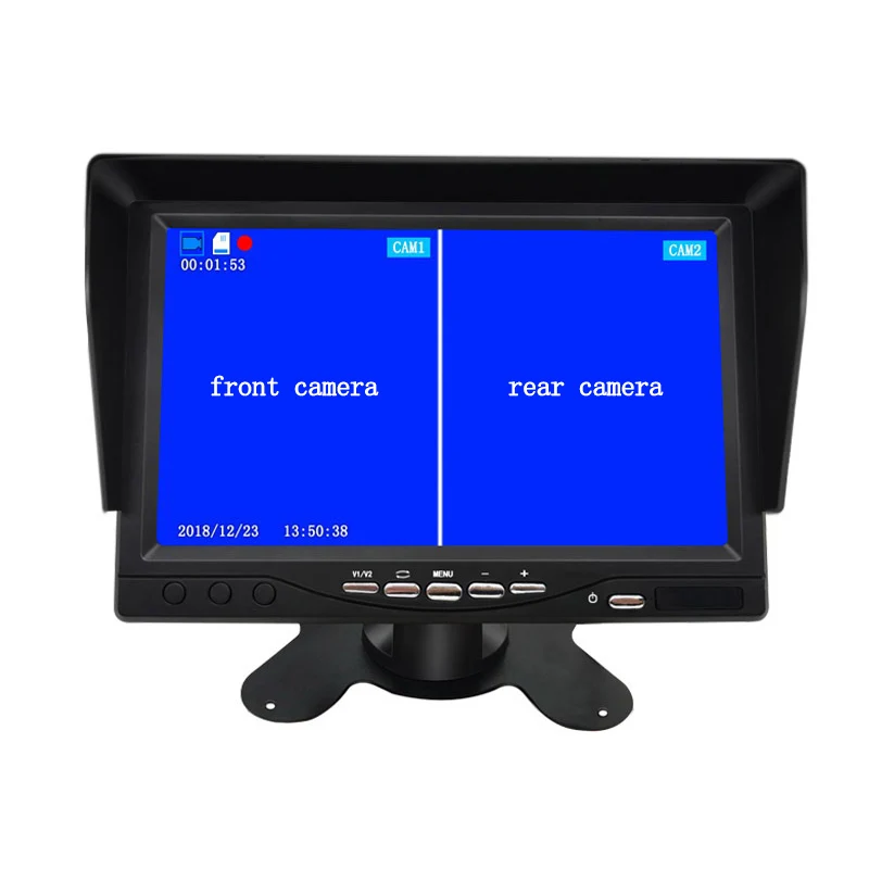 AHD Запись DVR 7 дюймов монитор с верхней тележки трейлер двойное изображение заднего вида камера Поддержка SD карты QXNY разрешение 1024*600
