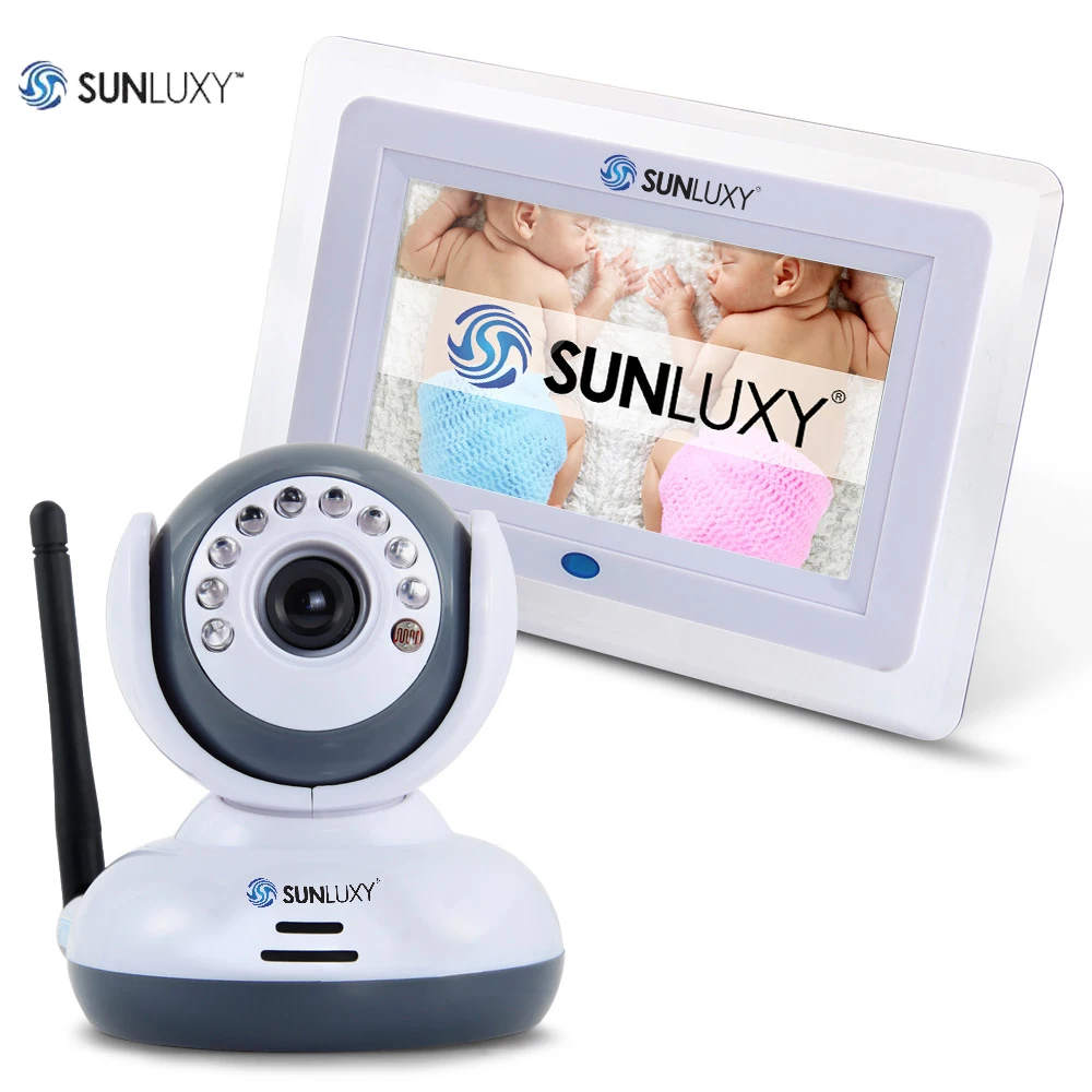 SUNLUXY 2.4GHz Digital Wireless Baby Camera 7 inch TFT Color LCD Video Baby Monitor TV Out IR Night Vision Two-Way Talk Music