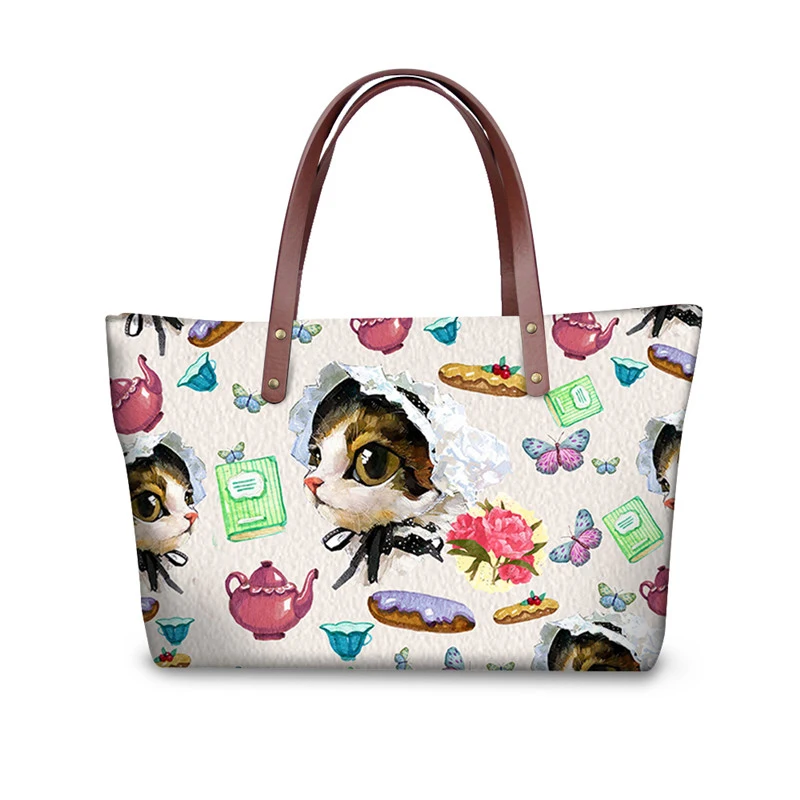 

Kawaii Maid Cat Pattern Shoulder Handbags for Women High Quality Female Crossbody Tote Bags Big Capacity Travel Bags