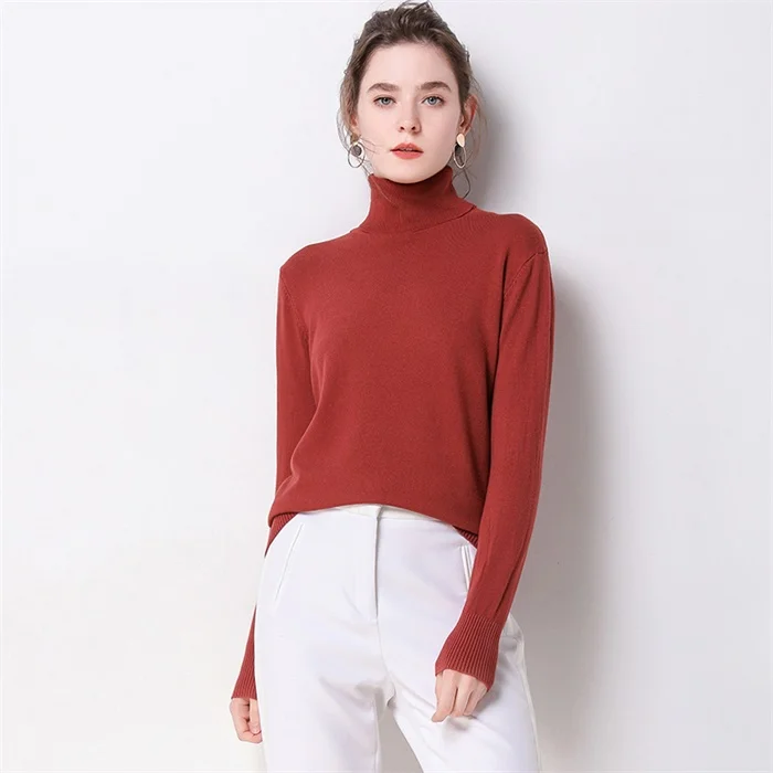 Autumn Winter sweater women turtleneck cashmere sweater knitted pullover women sweter fashion sweaters new Plus Size tops - Цвет: Red wine